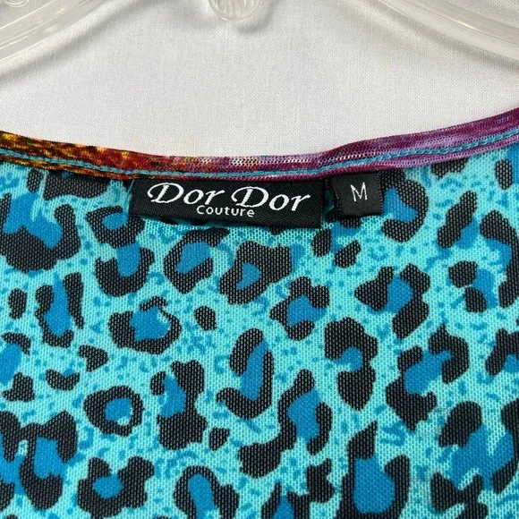 Dor Dor Tunic Tank Top Womens M Multicolor High Low Snake Leopard Boho - Picture 2 of 10